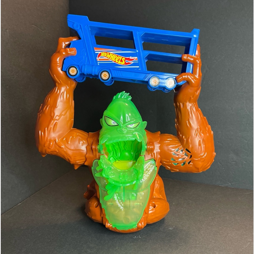 Hot Wheels Toxic Gorilla Bus Slam Action Figure Lights Sounds Gorilla WORKS